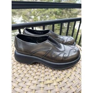 Dansko Brown Leather Slip On Comfort Clogs Swirl Detail Shoes Size 39 EU 8.5 US